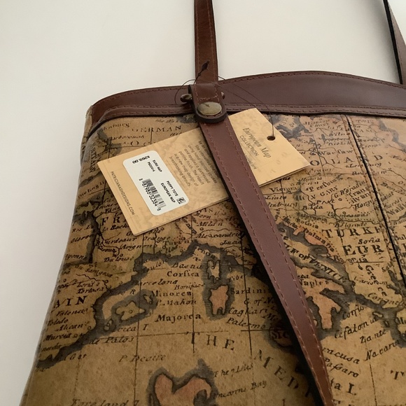 Patricia Nash Europe Map Poppy Leather Tote - Picture 4 of 13